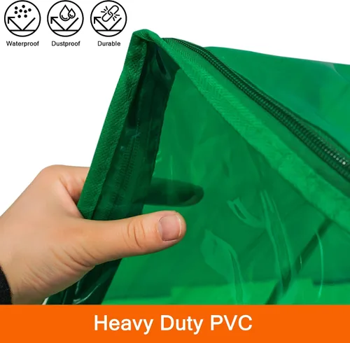 Vista 3 de Vieshful Bolsa de almacenamiento de ropa transparente verde de 40 litros, organizador de ropa colorido con cremallera, bolsa de almacenamiento