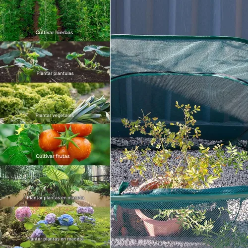 Vista 4 de ANC POP Cubierta de malla desplegable para plantas, 40 x 40 x 30 pulgadas, protector de plantas para jardín elevado y cama de flores, jaula