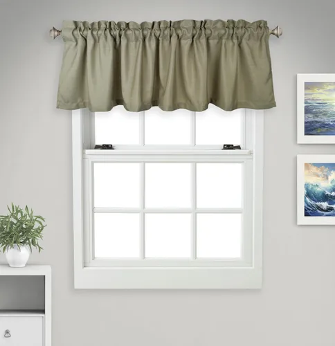 Vista 19 de Aiking Home Cenefas de ventana – 2 paneles de poliéster sólido cenefas de cocina con bolsillo para barra de 2.5 pulgadas para ventanas pequeñas