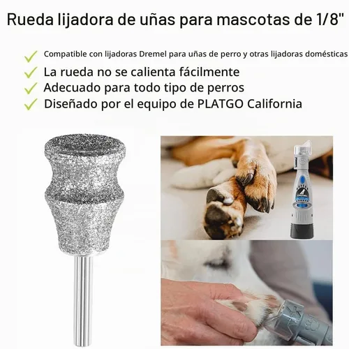 Vista 3 de Diamond Dremel - Accesorio para amoladora de uñas para perro, broca giratoria de diamante para el cuidado de uñas de perros y mascotas, rueda de 1/8