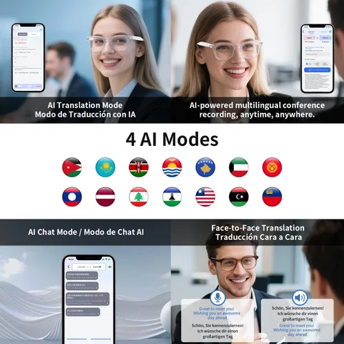 Vista 7 de Lentes inteligentes Bluetooth para mujer, lentes de sol fotocromáticos con altavoces, lentes de audio resistentes al agua IP65 con control táctil