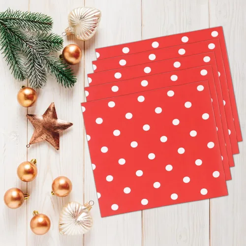 Vista 5 de Servilletas de papel desechables con lunares rojos, 60