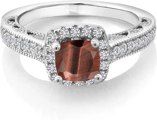 Vista 64 de Gem Stone King Anillo de compromiso de plata de ley 925 de 0.236 in con piedra natal y zafiro blanco creado con acento Anillo de compromiso