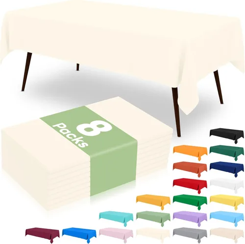 Vista 17 de misaya 6 paquetes de manteles de plástico desechables, 54 x 72 pulgadas mantel rectangular impermeable, cubiertas de mesa decorativas a prueba