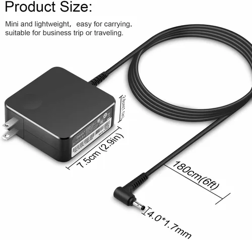 Vista 5 de Cargador compatible con computadora portátil Lenovo 65W 45W Adaptador de CA de punta redonda