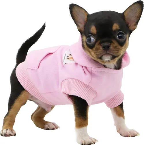 Vista 21 de LOPHIPETS Sudadera ligera de algodón para perros pequeños – Sudadera con capucha para chihuahuas, cachorros y razas juguetes - Gris/XS