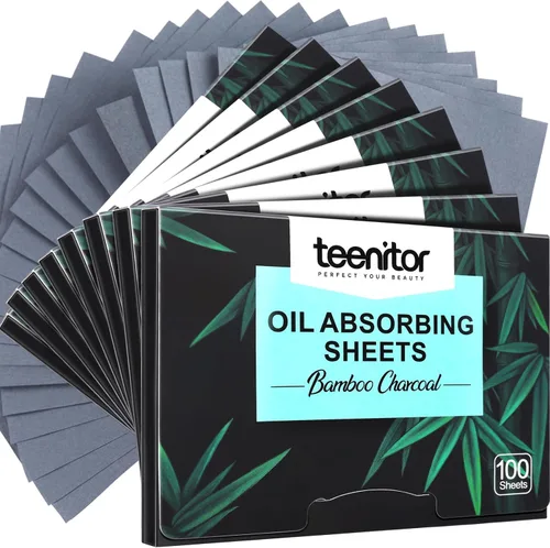 Vista 10 de Teenitor Papel secante de carbón de bambú, 1200 hojas absorbentes de aceite para piel grasa, cara y película de control de aceite