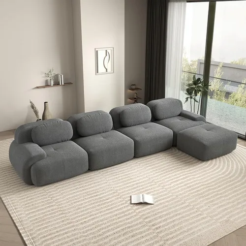Vista 85 de Sofá biplaza moderno de 80 pulgadas para sala de estar, sofá de pana en forma de nube con asiento profundo, sofá modular negro, sofás de dos plazas