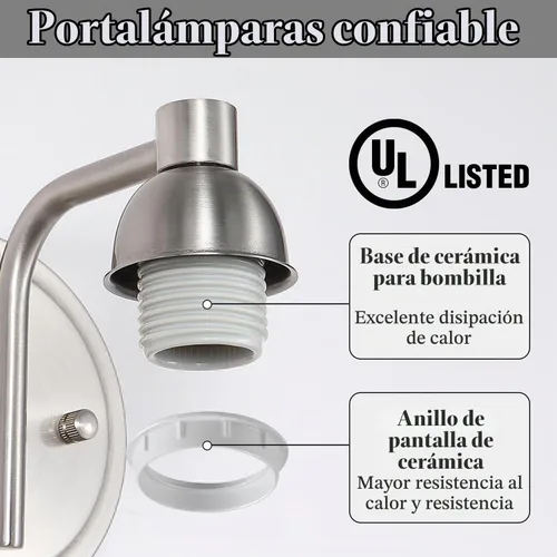 Vista 4 de Mecgirn Apliques de Pared de Vidrio Esmerilado Níquel Cepillado, Paquete de 1 Luminarias de Pared Interiores Cableadas para Sala de Estar, Pasillo