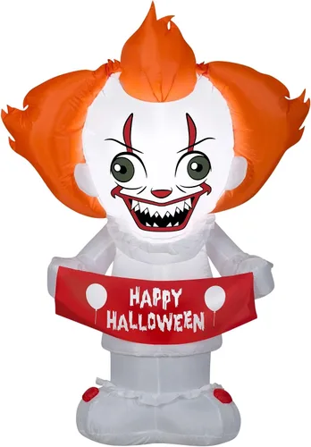 Vista 4 de Gemmy Airblown estilizado Pennywise Warner Brothers, 4 pies de alto, multicolor