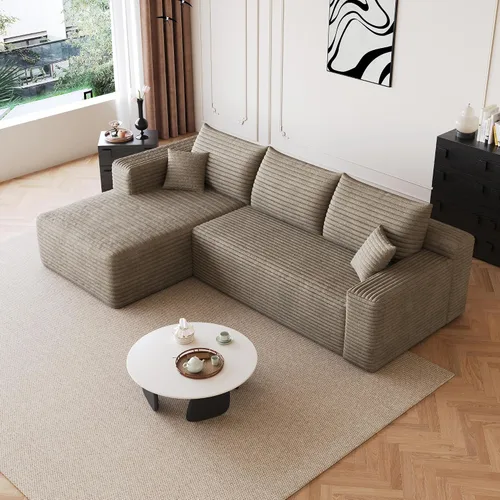 Vista 43 de AUGOP Sofá modular moderno de 96 pulgadas para sala de estar, sofá modular con sofás en forma de L, sofá tapizado sin hueso, sofá seccional con Negro