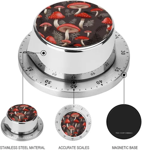Vista 3 de Red Mushrooms Kitchen Timer Egg Timer Kitchen Timers for Cooking Magnetic Timer Cooking Timer Gym Timer Cute Kitchen Timer,for Gym Teacher Study