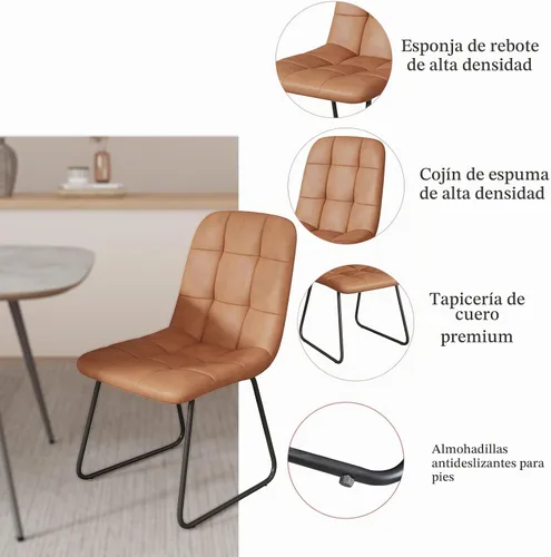 Vista 6 de HIPIHOM Juego de mesa de comedor de 47.2 pulgadas para 4, mesa de comedor de madera moderna, sillas de comedor de cuero, juego de 4 mesas y sillas