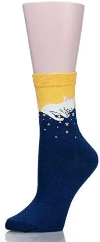 Vista 4 de Leotruny - Calcetines coloridos con estampado bonito de gatos y caja de regalo para mujer