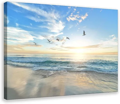 Vista 7 de NIUZWDE Arte de pared de playa, lienzo de playa, pósteres de playa, impresiones de playa, pinturas de naturaleza, mar, naturaleza, arte de pared