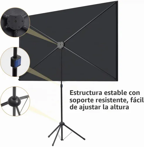 Vista 3 de Pantalla de proyector con soporte, pantalla de proyector portátil y soporte, 60 pulgadas 16:9, pantalla de proyección al aire libre, marco