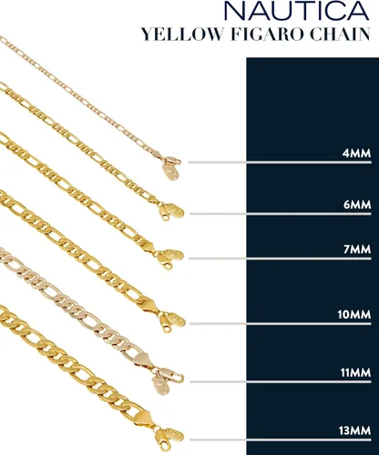 Vista 4 de Nautica Mens Chain Gold Tone Flat Link Figaro Curb Chain Necklace for Women
