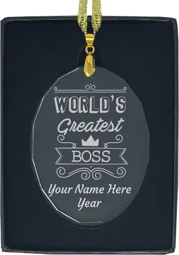 Vista 9 de LaserGram Adorno de Navidad, el jefe más grande del mundo, grabado personalizado incluido (forma rectangular)