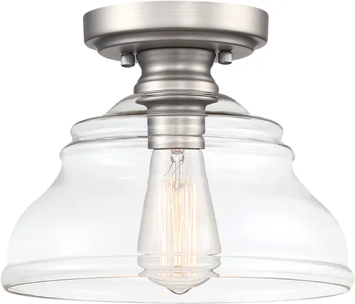 Vista 9 de MEXO Lámpara de Techo Industrial Semi-empotrada, Luminaria Moderna de Vidrio Transparente Estilo Casa de Campo de 10" Luces de Techo Cercanas al