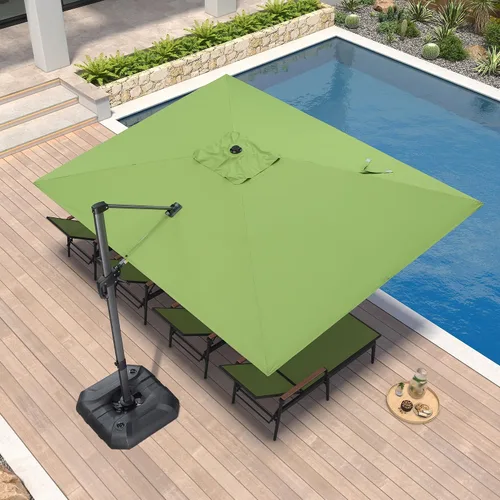 Vista 71 de PURPLE LEAF Sombrilla de patio de 8 pies para exteriores, sombrilla voladiza cuadrada de aluminio con rotación de 360 grados para jardín, terraza