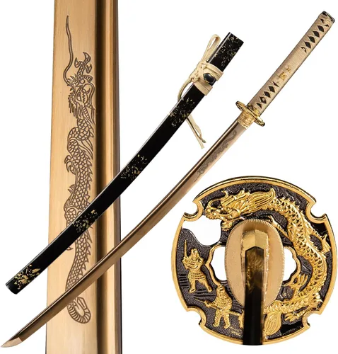 Vista 10 de Espada katana japonesa hecha a mano, auténtica, forjada a mano, espadas samurai de acero de alto carbono 1060 para artes marciales, colección