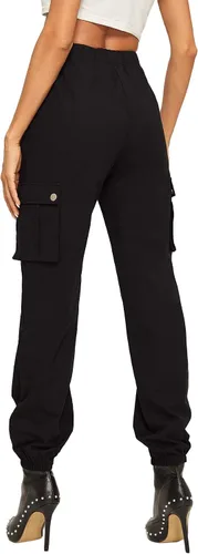 Vista 2 de SweatyRocks Pantalones cargo casuales para mujer con cintura elástica y bolsillos