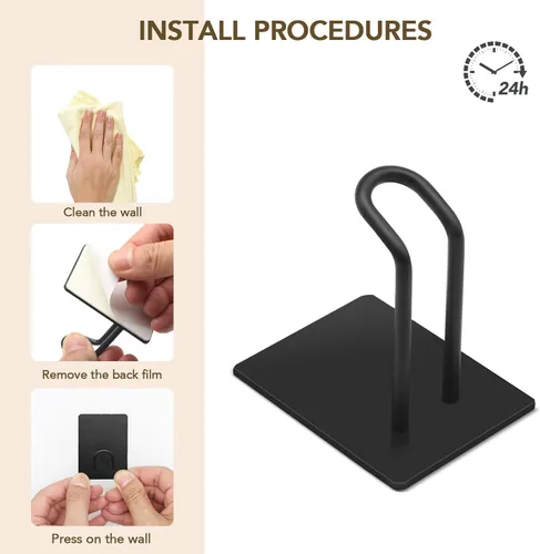Vista 3 de Ganchos adhesivos, gancho de toalla de acero inoxidable, colgador adhesivo para cocina y puerta, ganchos de pared de baño para colgar toallas