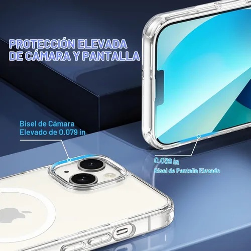 Vista 8 de Maxdara Funda magnética transparente para iPhone 13 con protector de Magnético-transparente