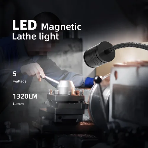 Vista 2 de Luz de trabajo magnética LED de 15.748 in Lámpara de cuello de cisne flexible 500 lúmenes 120 voltios para máquina de coser, torno de fresado