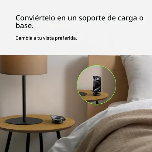 Vista 3 de Belkin Soporte de carga inalámbrico magnético Qi2 15W, cargador convertible Negro