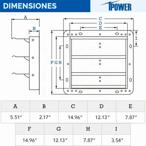 Vista 3 de iPower Rejilla de ventilación automática de aluminio cuadrado de 12 pulgadas, color plateado
