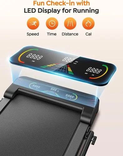 Vista 8 de Walking Pad Treadmill with 9% Incline & Dual LED Display, 4 in 1 Foldable Treadmill with Handle bar for Home/Office, 3.5HP Portable Under Desk