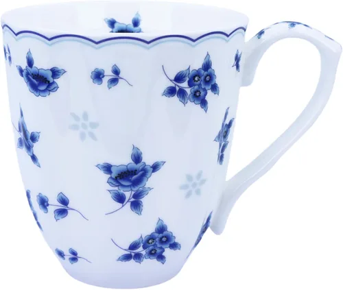 Vista 8 de Taza de café de porcelana de hueso de 14 onzas, taza de café con diseño floral, taza de té para mujeres, mamá, amiga (floral otoñal)