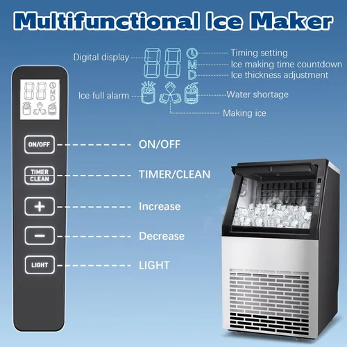 Vista 2 de DOGHLY Máquina de hielo comercial de 80 libras/24 horas, 36 cubos listos en 10-15 minutos, almacenamiento de 15 libras, autolimpieza, temporizador