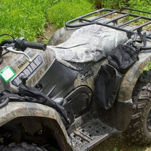 Vista 3 de Paquete de 2 bolsas de guardabarros para cuatrimoto, bolsas de sillín para tanque de ATV, paquete de almacenamiento de carga