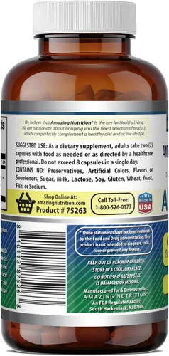 Vista 4 de Amazing Formulas Alpha GPC Suplemento 600 mg por porción 120 cápsulas Sin OMG Sin gluten Fabricado en Estados Unidos
