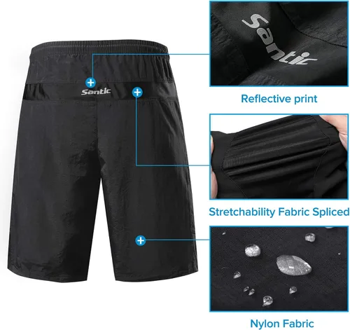 Vista 4 de Santic Coolmax - Pantalones cortos de ciclismo de montaña para hombre coolmax, ligeros