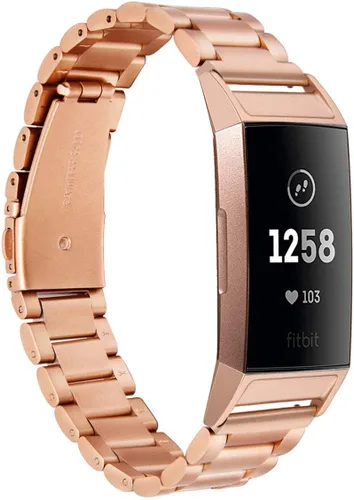 Vista 8 de Moran Correa de reloj de acero inoxidable compatible con Fitbit Charge 4/Charge 3/SE, correa de metal de repuesto para mujeres y hombres Negro
