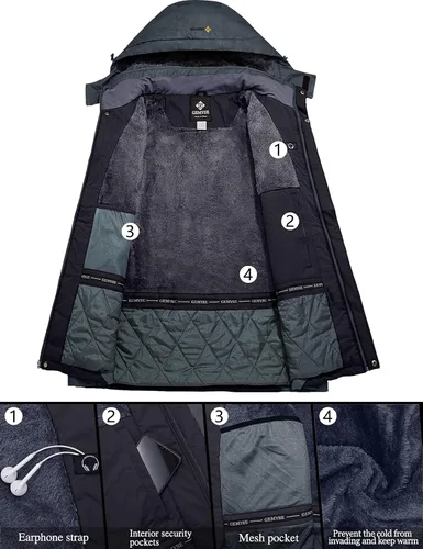 Vista 3 de GEMYSE - Chaqueta de esquí impermeable, resistente al viento, lluvia y nieve, para hombre