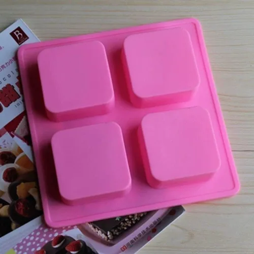 Vista 6 de HERCHR Molde de silicona para brownies, molde cuadrado antiadherente de 4 cavidades, molde de caramelo de chocolate, molde de mousse para hornear
