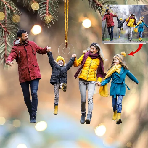 Vista 10 de Adorno de Árbol de Navidad Personalizado, Adorno de Forma Plana con Foto Personalizada, Adornos Acrílicos Planos 2D, Adornos Acrílicos con Foto
