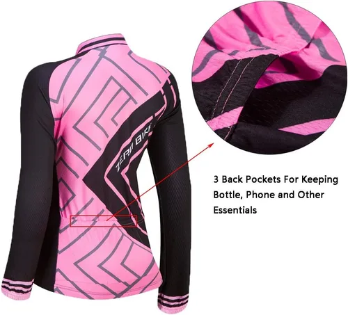 Vista 4 de ZEROBIKE Conjunto de pantalones de malla con relleno de gel 3D para mujer, transpirable, de manga larga, con protección UV