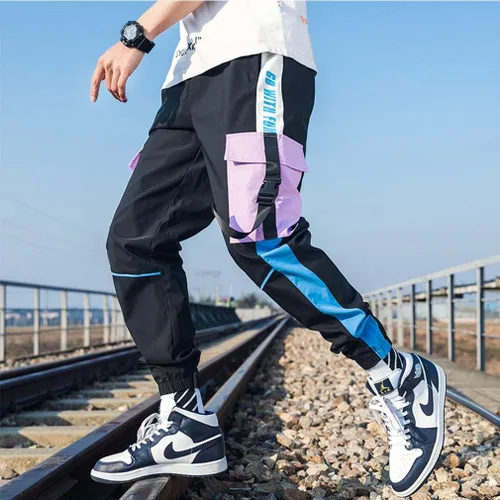 Vista 6 de Pantalones deportivos tipo cargo para hombre, para deportes al aire libre, a la moda, casuales, atléticos, pantalones geniales para hombre, hip hop