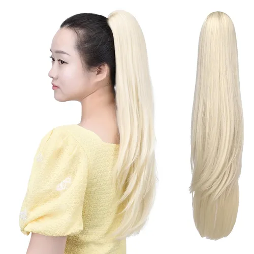 Vista 54 de Cola de caballo con clip, color castaño rojizo, ondulado de 10 pulgadas, extensión de cola de caballo de 3.3 onzas, extensiones de cabello sintético