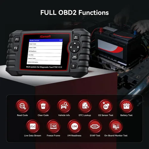 Vista 5 de iCarsoft - P700 V2.0 - Escáner de diagnóstico automático para Porsche con diagnóstico del motor/transmisión/ABS/Airbag, lector de código OBD2