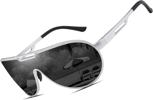 Vista 2 de PANNER Gafas de sol retro de gran tamaño para hombre Al-Mg marco de metal ultraligero
