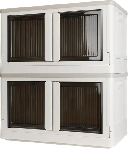 Vista 12 de Armario de almacenamiento con tapas, caja plegable, 8.4 galones (32L), con doble puerta y hebilla, plegable, debajo de la cama o uso de encimera