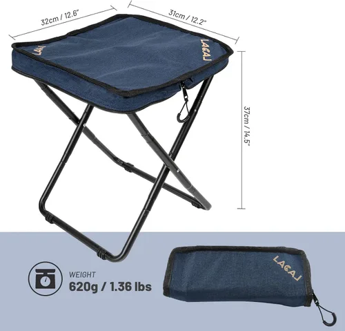 Vista 3 de G2 GO2GETHER Taburete de campamento, taburete compacto plegable portátil para campamento al aire libre, senderismo, pícnic, pesca, tela Oxford 600D