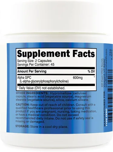 Vista 4 de Suplemento de colina Alpha GPC Ultra Clean Type Zero (600 mg) 90 cápsulas