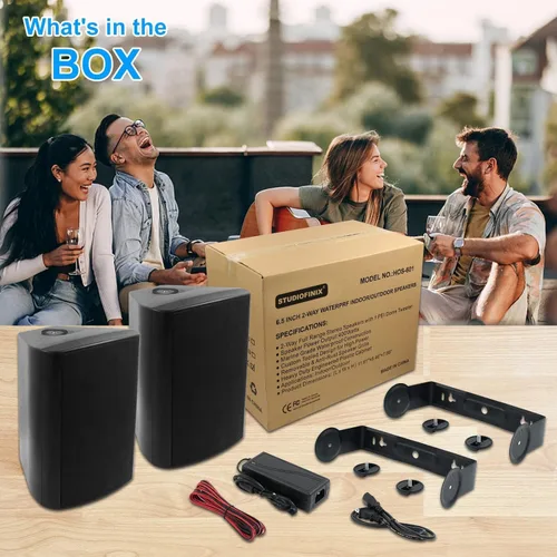 Vista 9 de STUDIOFINIX Altavoces Bluetooth de 6.5 pulgadas para interiores y exteriores, impermeables, con cable, para montaje en pared, altavoces activos